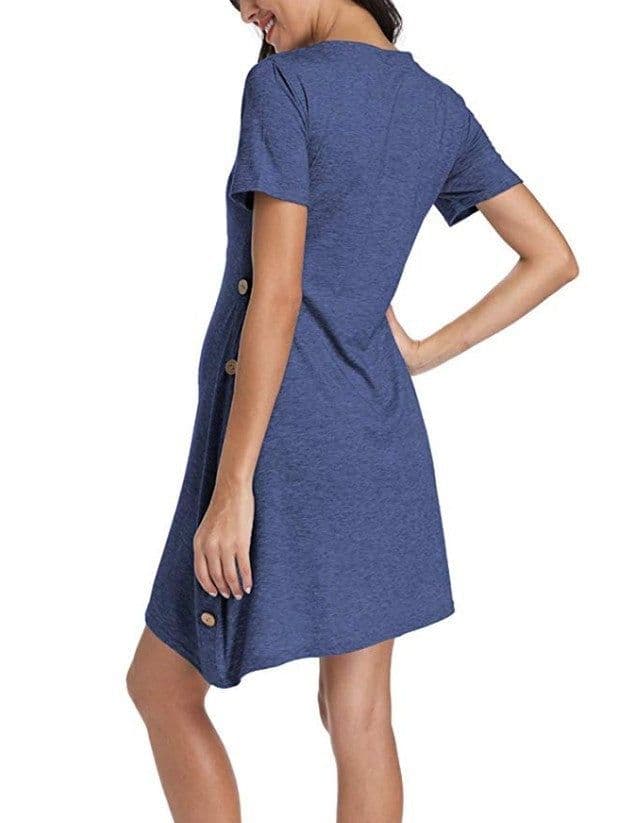 image-Hot Sale New Maternity Short Sleeve Button Solid Dress