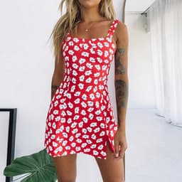 image-Sling print sexy slim floral dress