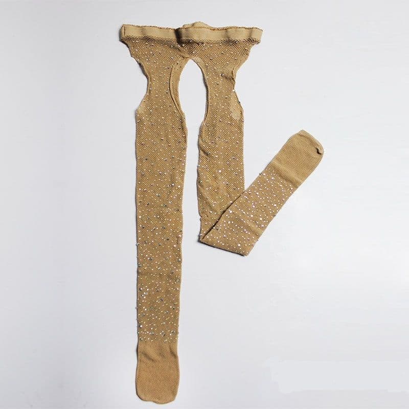 image-Ladies Water Diamond Ironing And Drilling Romper Mesh Socks