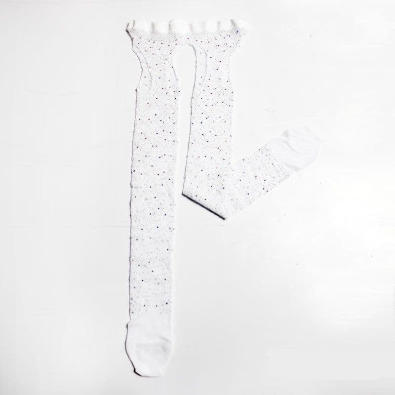 image-Ladies Water Diamond Ironing And Drilling Romper Mesh Socks