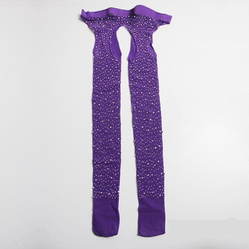 image-Ladies Water Diamond Ironing And Drilling Romper Mesh Socks