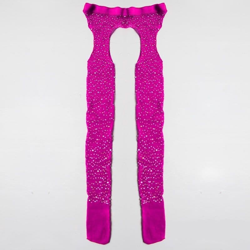 image-Ladies Water Diamond Ironing And Drilling Romper Mesh Socks