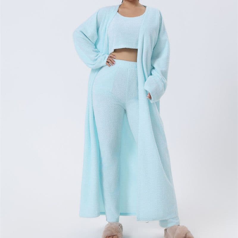 image-Cozy Pajama Set, 3 Piece Lounge Set, Cute Loungewear, Warm Suit Sets, Matching Set, Lounge Set, 3 Piece Pant Sets, Women Winter Dress