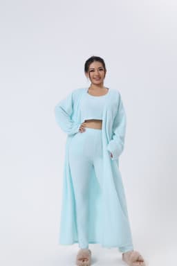 image-Cozy Pajama Set, 3 Piece Lounge Set, Cute Loungewear, Warm Suit Sets, Matching Set, Lounge Set, 3 Piece Pant Sets, Women Winter Dress
