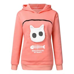 image-Women Hoodie Sweatshirt With Cat Pet Pocket Design Long Sleeve Sweater Cat Outfit