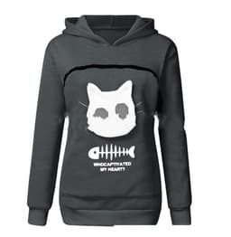 image-Women Hoodie Sweatshirt With Cat Pet Pocket Design Long Sleeve Sweater Cat Outfit