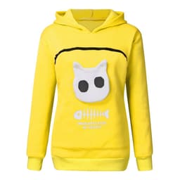 image-Women Hoodie Sweatshirt With Cat Pet Pocket Design Long Sleeve Sweater Cat Outfit