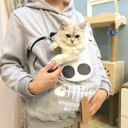 image-Women Hoodie Sweatshirt With Cat Pet Pocket Design Long Sleeve Sweater Cat Outfit