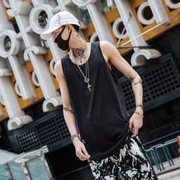 image-High street bottom top vest male popular logo ins personality trend hip hop
