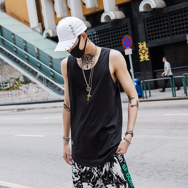 image-High street bottom top vest male popular logo ins personality trend hip hop