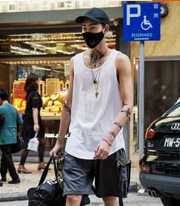 image-High street bottom top vest male popular logo ins personality trend hip hop