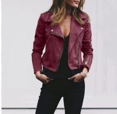 image-Lapel And Diagonal Zipper Short Women's Clothing