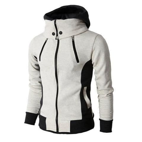 image-Men's Zip UP Hooded Jacket Fake Two Piece Sports Cardigan Casual Slim Sweatshirt Jacket