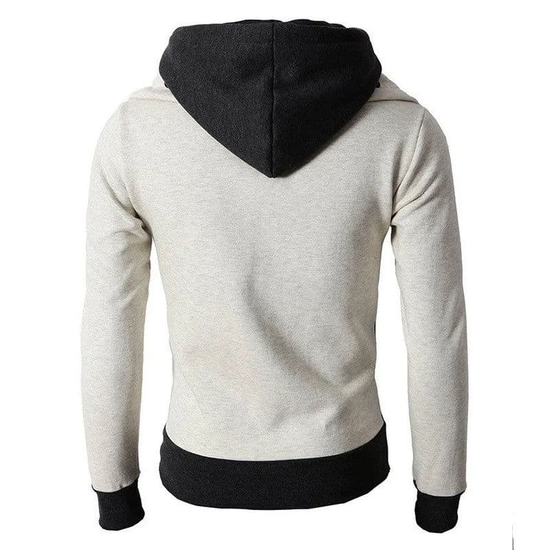 image-Men's Zip UP Hooded Jacket Fake Two Piece Sports Cardigan Casual Slim Sweatshirt Jacket