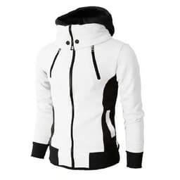 image-Men's Zip UP Hooded Jacket Fake Two Piece Sports Cardigan Casual Slim Sweatshirt Jacket