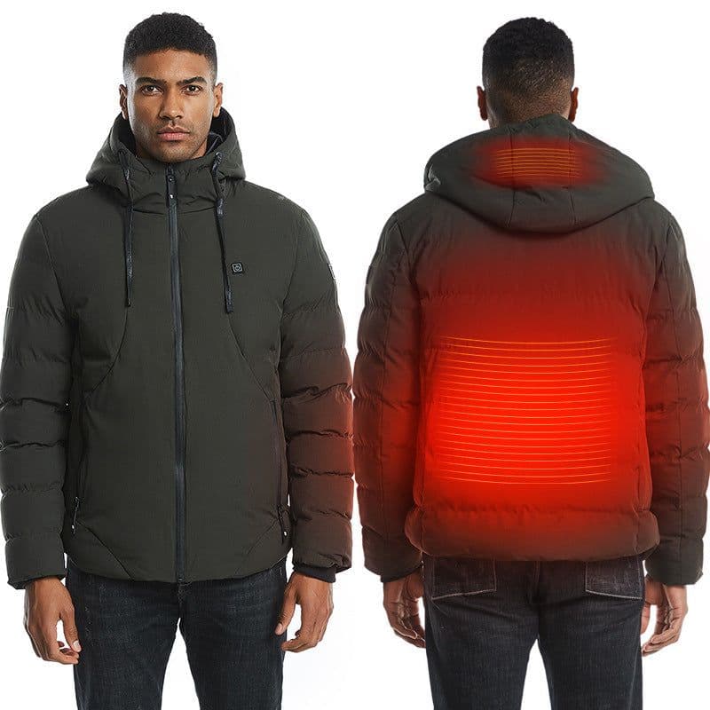 image-New Men Women Cotton Coat USB Smart Electric Heated Jackets Winter Thicken Down Hooded Outdoor Hiking Ski Clothing 7XL