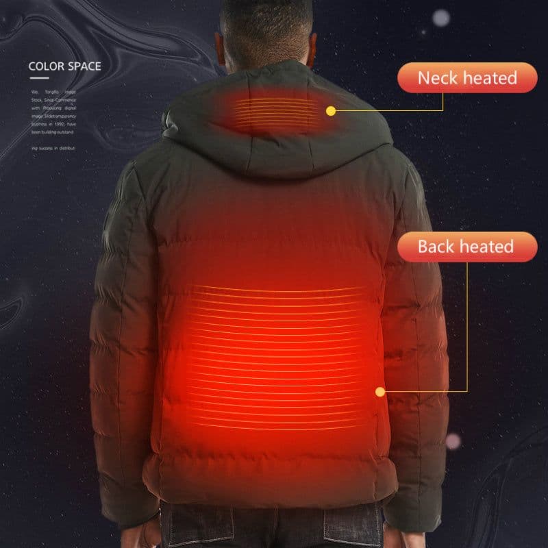 image-New Men Women Cotton Coat USB Smart Electric Heated Jackets Winter Thicken Down Hooded Outdoor Hiking Ski Clothing 7XL