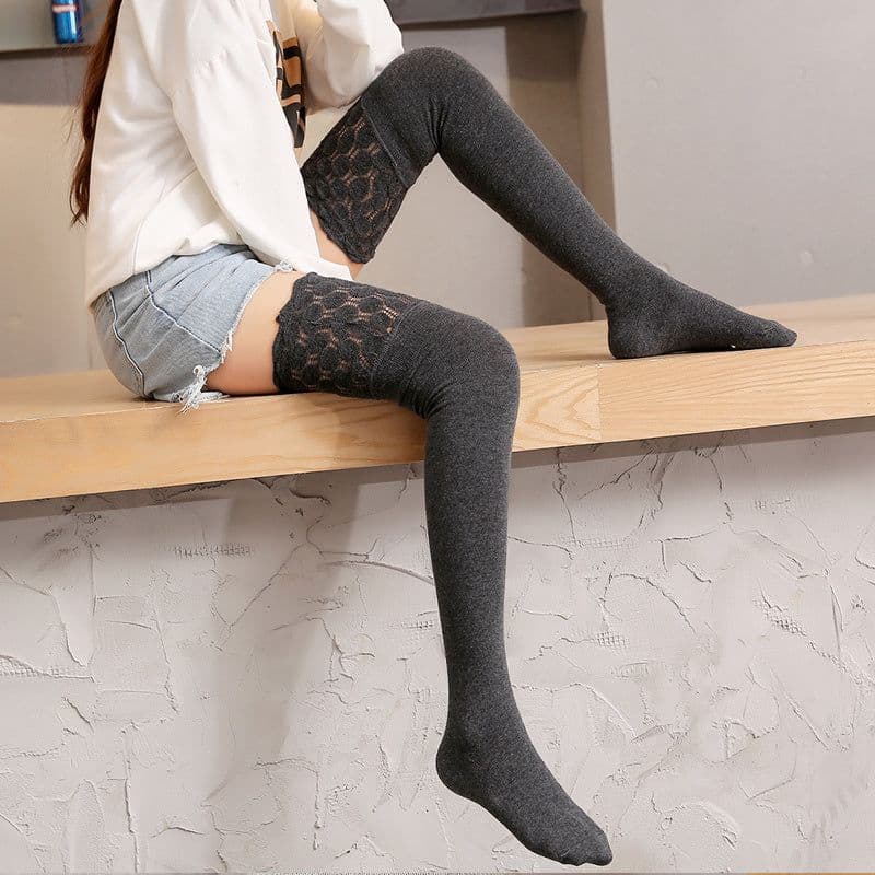image-Autumn and winter thickened over the knee socks lace stockings women