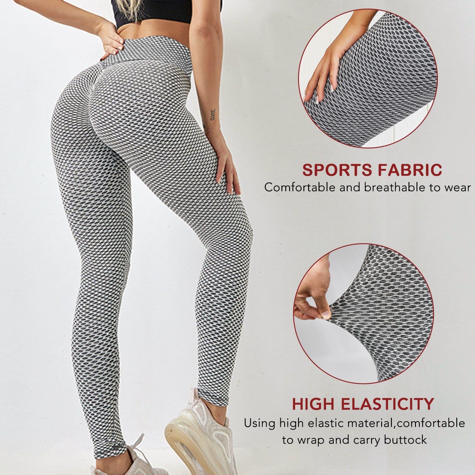 image-TIK Tok Leggings Women Butt Lifting Workout Tights Plus Size Sports High Waist Yoga Pants