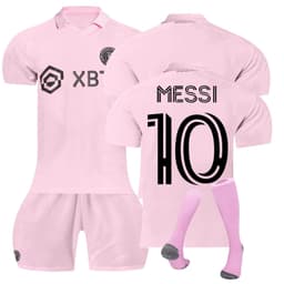 image-Inter Miami Messi No10 Football Kit Home Match Football Jersey Tracksuit Shirts Shorts And Socks Set For Kids And Men Kids Football Jersey Set Jerseys Sweat Suit Tracksuit Training Outfits