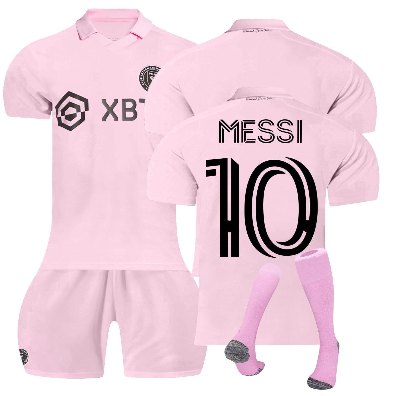 image-Inter Miami Messi No10 Football Kit Home Match Football Jersey Tracksuit Shirts Shorts And Socks Set For Kids And Men Kids Football Jersey Set Jerseys Sweat Suit Tracksuit Training Outfits