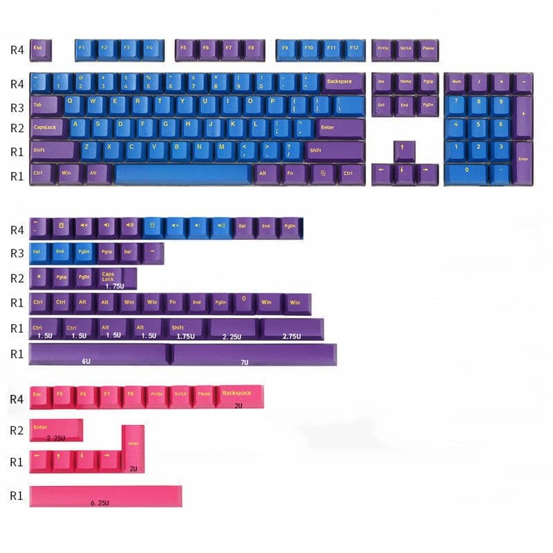 image-Capturer's New Product Original High Two-Color Molding Powder Black Blue Purple Red Black Blue Black With Two-Color PBT Mechanical Keycaps