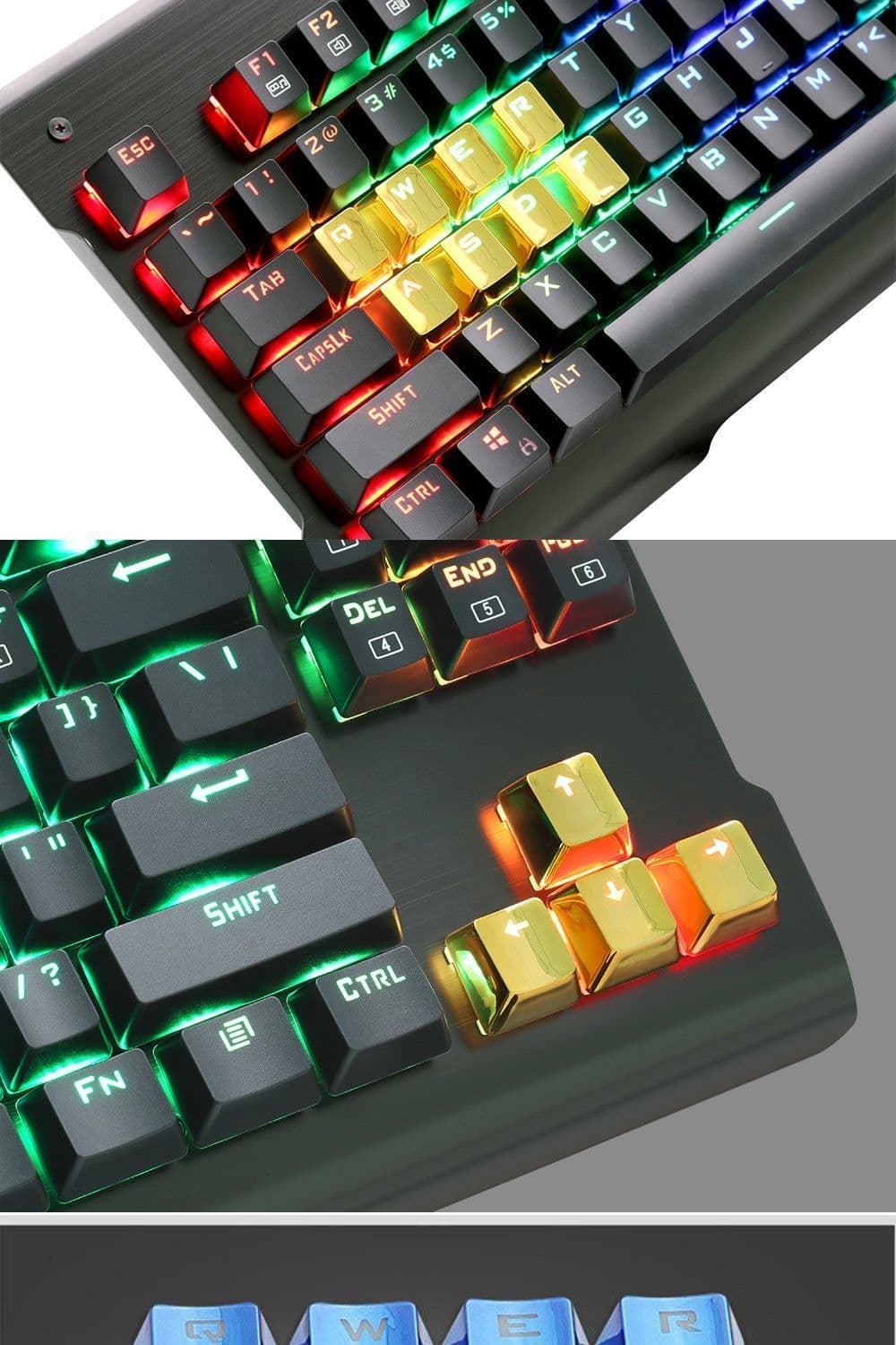 image-Redragon 12 Tasti PBT Doppio Colpo di Iniezione Retroilluminato Metallic Elettrolitico Colore Rosso Keycaps per Interruttore Meccanico Tastiere