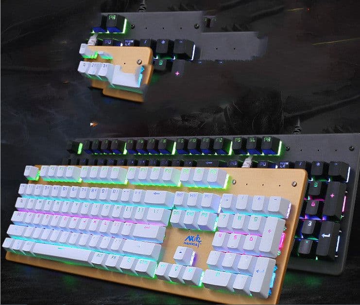 image-Internet Cafe Metal Backlit Eat Chicken Usb Game Green Axis Membrane Mechanical Keyboard