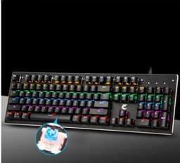 image-Internet Cafe Metal Backlit Eat Chicken Usb Game Green Axis Membrane Mechanical Keyboard