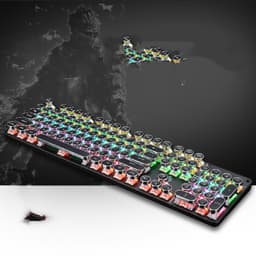 image-Internet Cafe Metal Backlit Eat Chicken Usb Game Green Axis Membrane Mechanical Keyboard