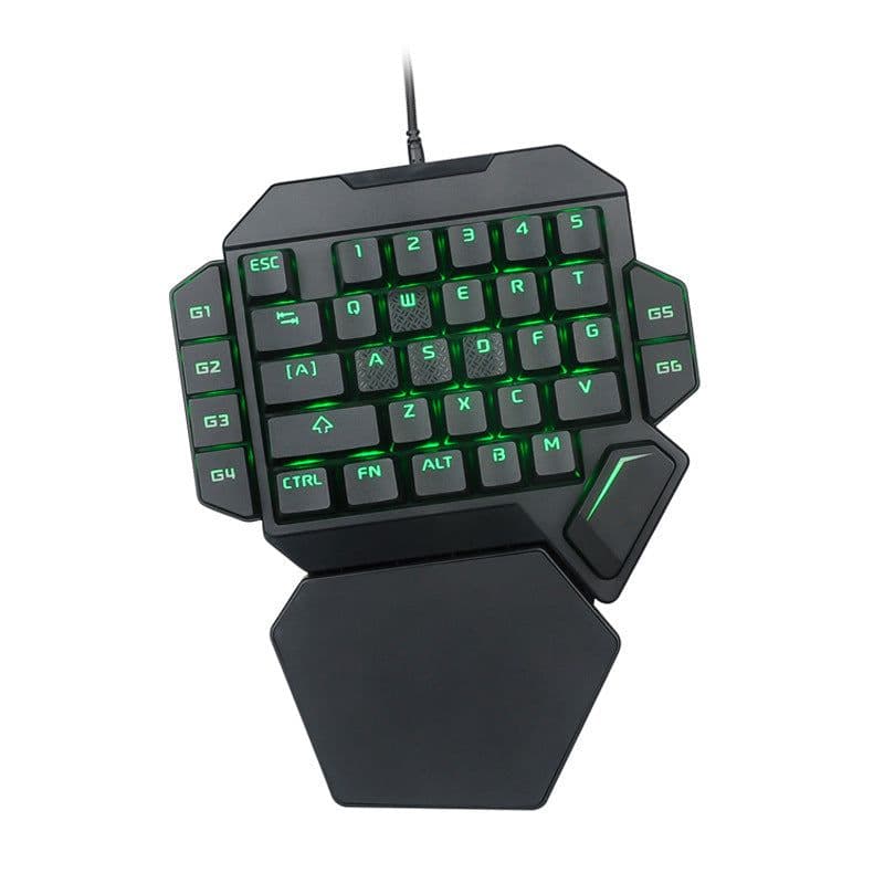 image-One-handed wired mechanical keyboard green axis set game gun god throne left hand small keyboard and mouse