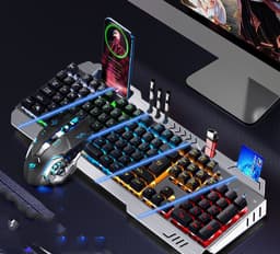 image-Mechanical Hand Keyboard, Mouse And Earphone Three Piece Suit Wired Computer Notebook Chicken Eating Game
