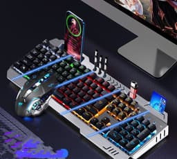 image-Mechanical Hand Keyboard, Mouse And Earphone Three Piece Suit Wired Computer Notebook Chicken Eating Game