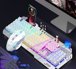 image-Mechanical Hand Keyboard, Mouse And Earphone Three Piece Suit Wired Computer Notebook Chicken Eating Game