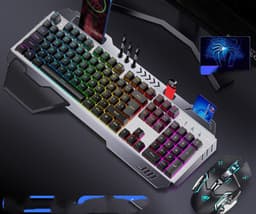 image-Mechanical Hand Keyboard, Mouse And Earphone Three Piece Suit Wired Computer Notebook Chicken Eating Game