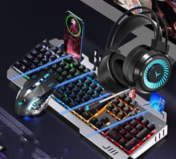 image-Mechanical Hand Keyboard, Mouse And Earphone Three Piece Suit Wired Computer Notebook Chicken Eating Game