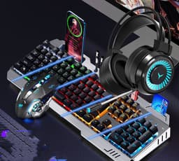 image-Mechanical Hand Keyboard, Mouse And Earphone Three Piece Suit Wired Computer Notebook Chicken Eating Game