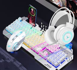 image-Mechanical Hand Keyboard, Mouse And Earphone Three Piece Suit Wired Computer Notebook Chicken Eating Game