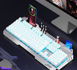 image-Mechanical Hand Keyboard, Mouse And Earphone Three Piece Suit Wired Computer Notebook Chicken Eating Game