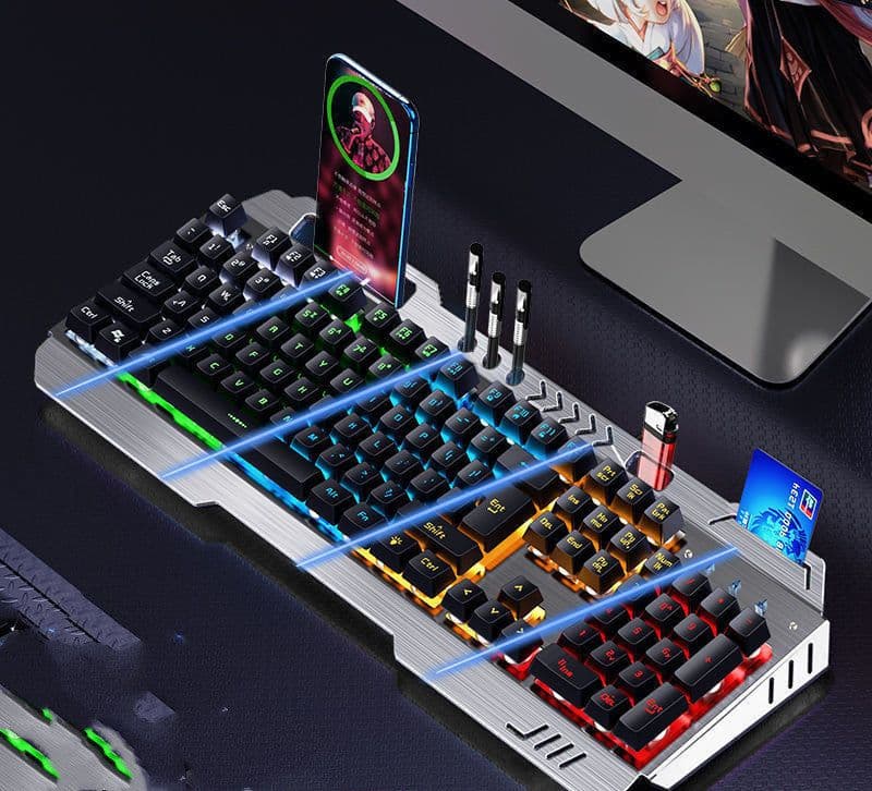 image-Mechanical Hand Keyboard, Mouse And Earphone Three Piece Suit Wired Computer Notebook Chicken Eating Game