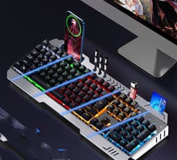 image-Mechanical Hand Keyboard, Mouse And Earphone Three Piece Suit Wired Computer Notebook Chicken Eating Game