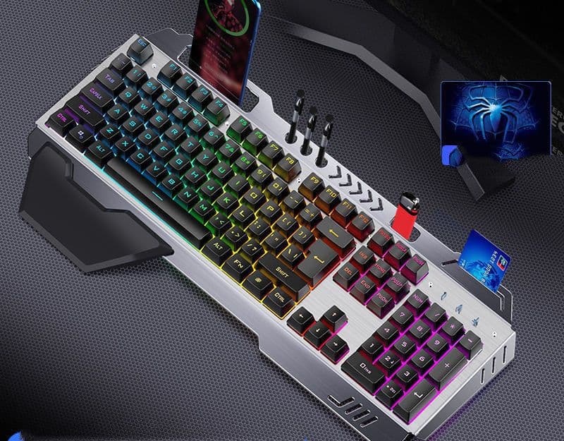 image-Mechanical Hand Keyboard, Mouse And Earphone Three Piece Suit Wired Computer Notebook Chicken Eating Game