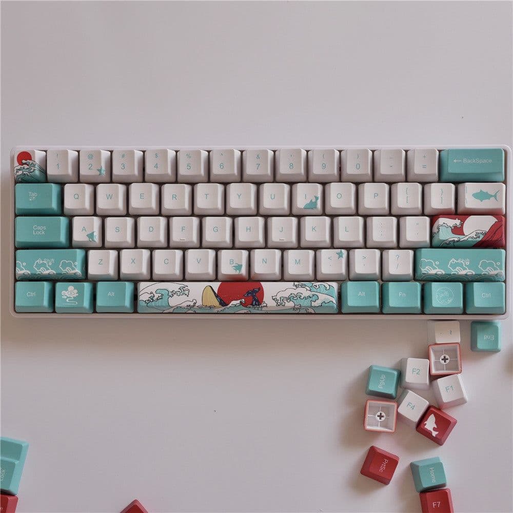 image-Coral Sea Keycaps PBT Five-sided Sublimation Mechanical Keyboard
