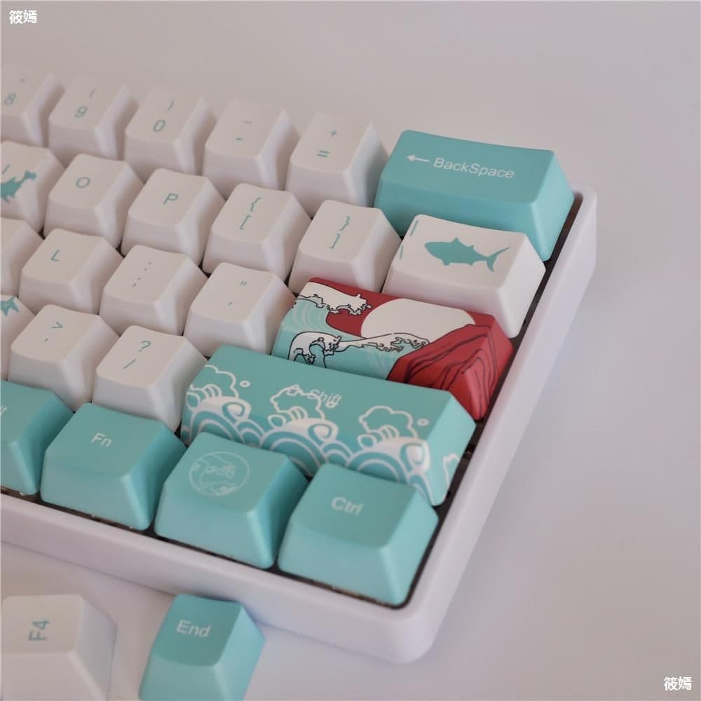 image-Coral Sea Keycaps PBT Five-sided Sublimation Mechanical Keyboard