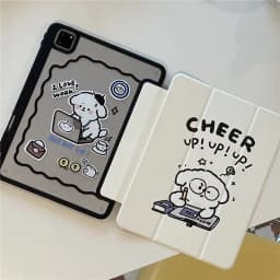 image-Repair Dog Cartoon Plate With Pen Slot Acrylic Soft Anti-fall Protective Cover