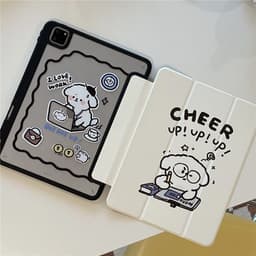 image-Repair Dog Cartoon Plate With Pen Slot Acrylic Soft Anti-fall Protective Cover