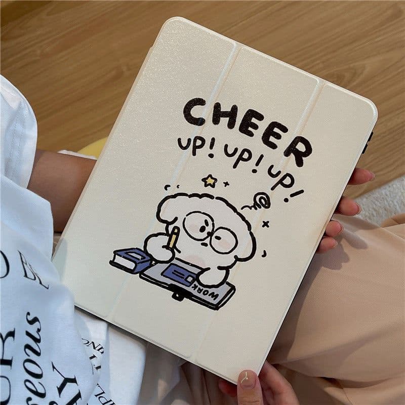 image-Repair Dog Cartoon Plate With Pen Slot Acrylic Soft Anti-fall Protective Cover