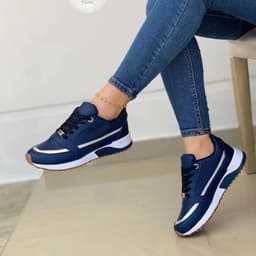 image-Casual Lace-up Flat Shoes Women Shallow Round Toe Sports Walking Sneakers
