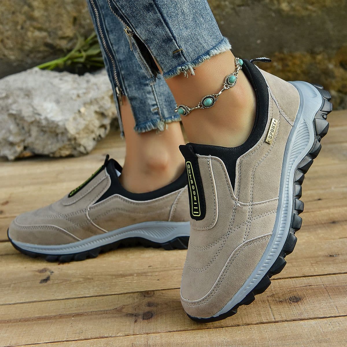 image-Outdoor Slip-on Sports Shoes Comfortable Walking Running Sneakers Women