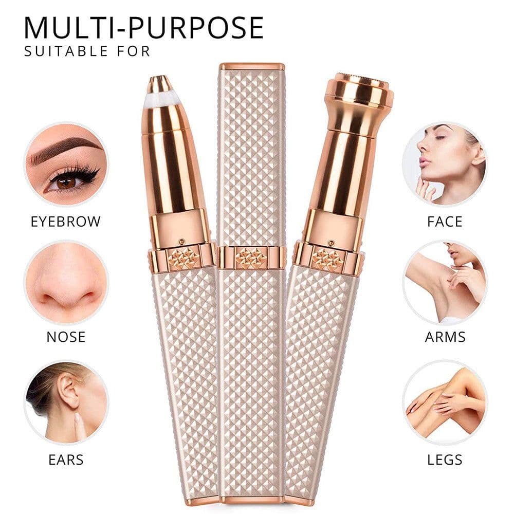 image-USB Rechargeable Lipstick Shaver 2 in 1 Ladies Eyebrow Trimmer
